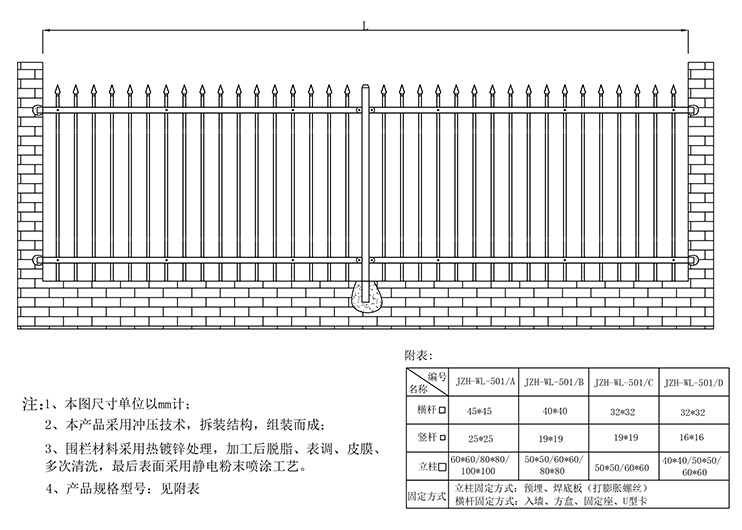 二横梁围栏技术参数